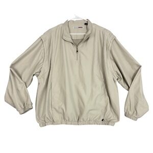 Grand Slam Windbreaker Mens Extra Large Beige Quarter Zip Removable Sleeves Golf